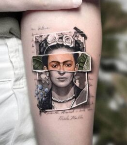 Tatuaje realista Frida Kahlo