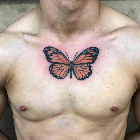 Tatuaje de mariposa naranja