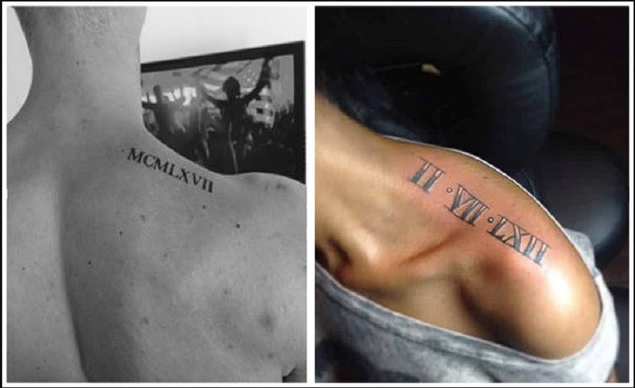 Números romanos tatuados: hombros