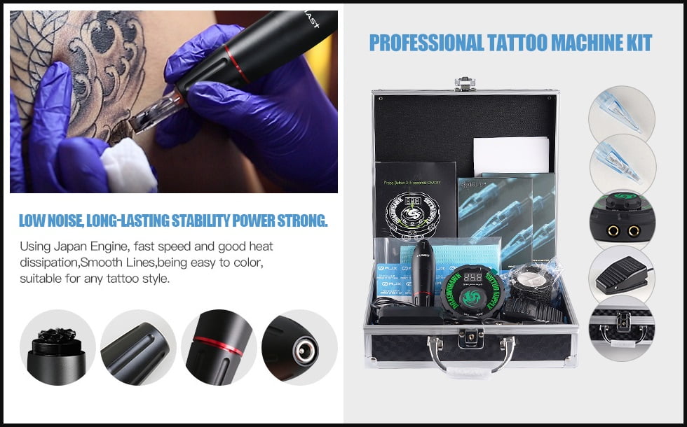 Set de una máquina de tatuar inalámbrica