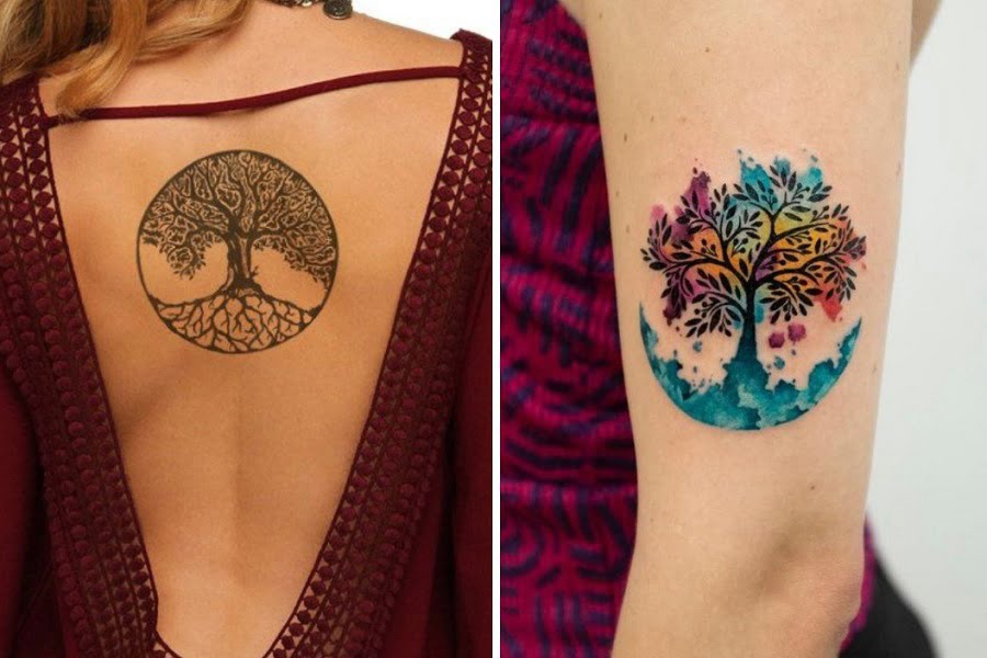 Dos ejemplos del tatuaje del árbol de la vida